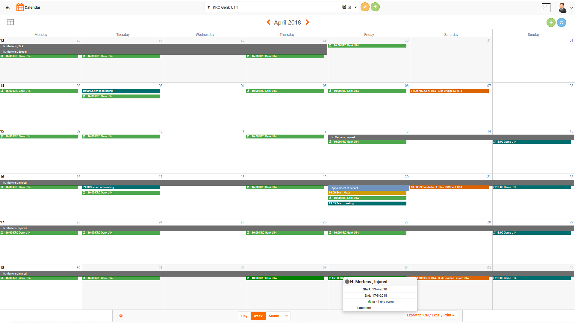 Calendar SoccerLAB